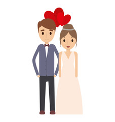 Couple of newlyweds frame decorative vector illustration design