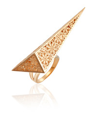 Gold ring in a fashion style.