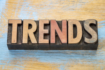 trends word abstract in wood type