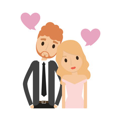 Couple of newlyweds frame decorative vector illustration design