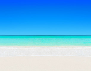Tropical white sandy beach and clear ocean water natural background