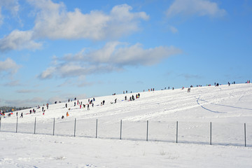 Snow hill on December holiday.