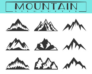 Mountain silhouette set
