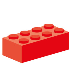 Red building block, symbol for creative construction