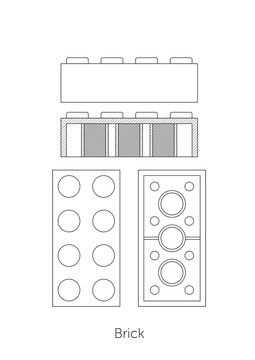 Technical line drawing of building blocks