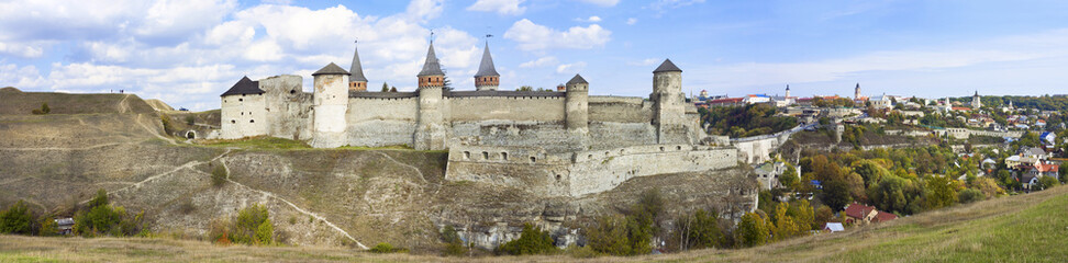 Fototapeta na wymiar Panorama of an old castle in Kamenetz Podolsky, Ukraine, Europe.