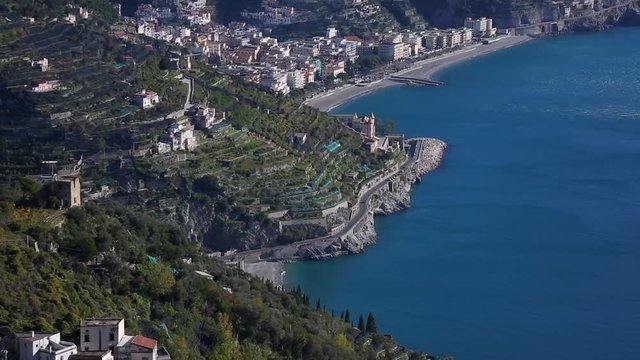Aerial view of Amalfi coast, the small village  Ravello