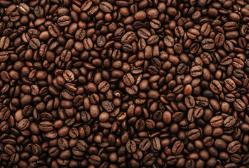 Coffee beans. Top view