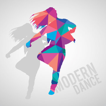 Silhouettes of expressive girl dancing modern dance styles