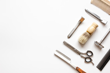 Instruments male hairdresser barbershop top view
