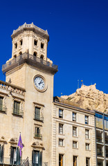 Fototapeta na wymiar Facade of the town hall in Alicante, Spain
