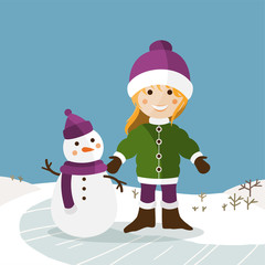 Niña disfrutando de un día de invierno