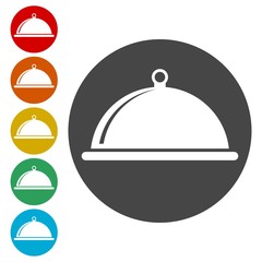 Food cover vector icon, Food Serving Tray Platter Icon 