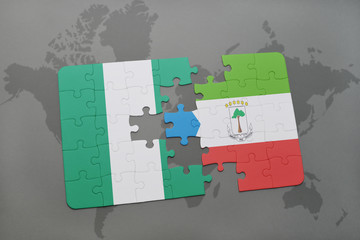 puzzle with the national flag of nigeria and equatorial guinea on a world map