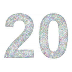 Colorful sketch anniversary design - number 20