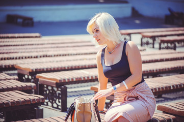 Fototapeta premium beautiful blond woman in the Park