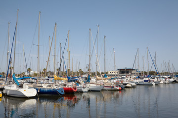 Fototapeta na wymiar Boats and yachts in the port of Alicante