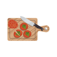 Knife table and tomato icon. Kitchen supply tool and cooking theme. Isolated design. Vector illustration