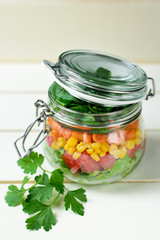 Fresh salad in a jar