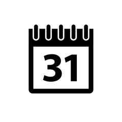 Calendar icon. Black icon isolated on white background. Calendar silhouette. Simple icon. Web site page and mobile app design vector element.