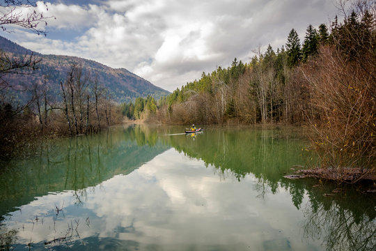 Kayaker on river Ribnica