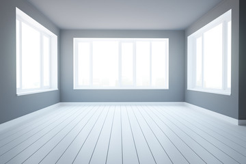 Simple interior with city view