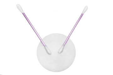 Buds and cotton sponges isolated on white background. Design for the beauty, medicine and cosmetics industry