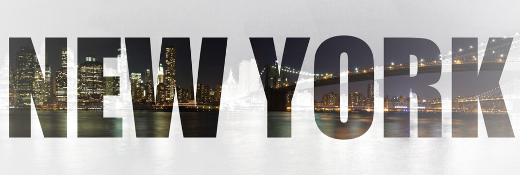 Fototapeta Pisanie na białym tle z panoramą Nowego Jorku / Manhattanu