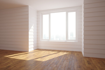 Fototapeta na wymiar Spacious white interior with sunlight