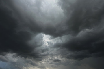 Dramatic black clouds before rainy, Dark sky in summer