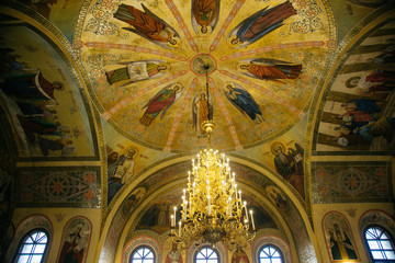 The mural of religious story about Jesus of Christ with beautiful decoration.