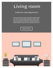 Website banner for modern living room interior.