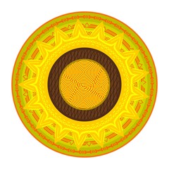golden sunflower with circular patterns