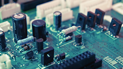 Close up view of the circuit board. - obrazy, fototapety, plakaty