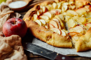 Homemade Organic Apple Pie Dessert Ready to Eat. apple pie on ta