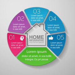 Vector infographic template, 5 options, home