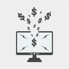 display  laptop, hand phone smartphone flat design, dollar, seo icon