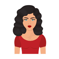 Retro woman icon. Girl vintage beautiful classic and fashion theme. Isolated design. Vector illustration