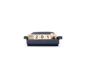 New year concept , Word 2016 on wood block and moving to the word 2017