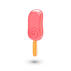 Soft serve ice cream on white background. Doodle style. Vector illustration