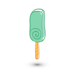 Soft serve ice cream on white background. Doodle style. Vector illustration