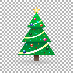 Christmas tree elegant with ornaments and New Year on isolate background, stylish vector illustration, EPS10
