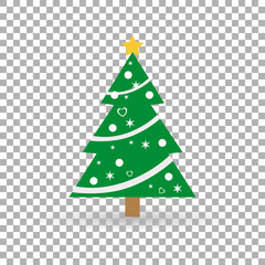 Christmas tree elegant with ornaments and New Year on isolate background, stylish vector illustration, EPS10