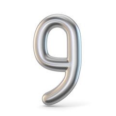 Metal silver font. Number NINE 9 3D