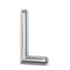 Metal alphabet symbol. Letter L 3D