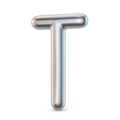 Metal alphabet symbol. Letter T 3D