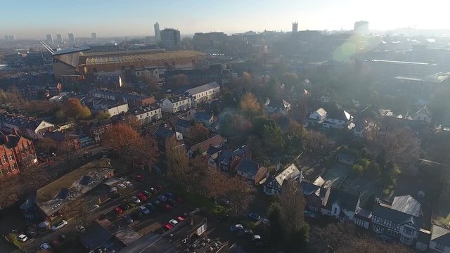 Low aerial view of Wolverhampton city centre, UK.