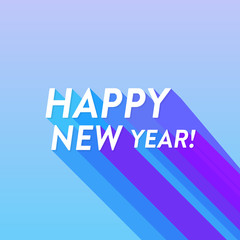 Abstract Happy New Year poster with colored long shadow. Vector