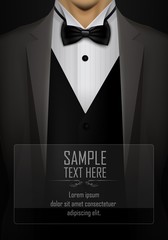 Grey tuxedo with black bow tie