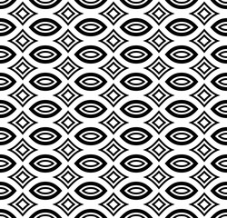Vector monochrome seamless pattern, black & white geometric ornamental texture. Simple endless abstract mosaic background. Design element for prints, decoration, textile, stationery, digital, web